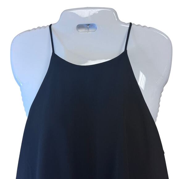 Cookies Hawaii Black Chiffon Tiered A-Line Halter Long Dress Back Keyhole Sz L - Picture 3 of 11